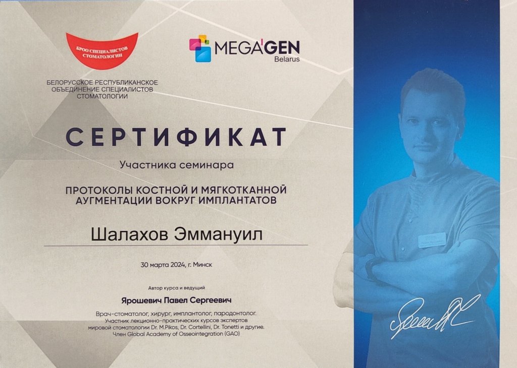 Сертификат Шалахов Эммануил Владимирович